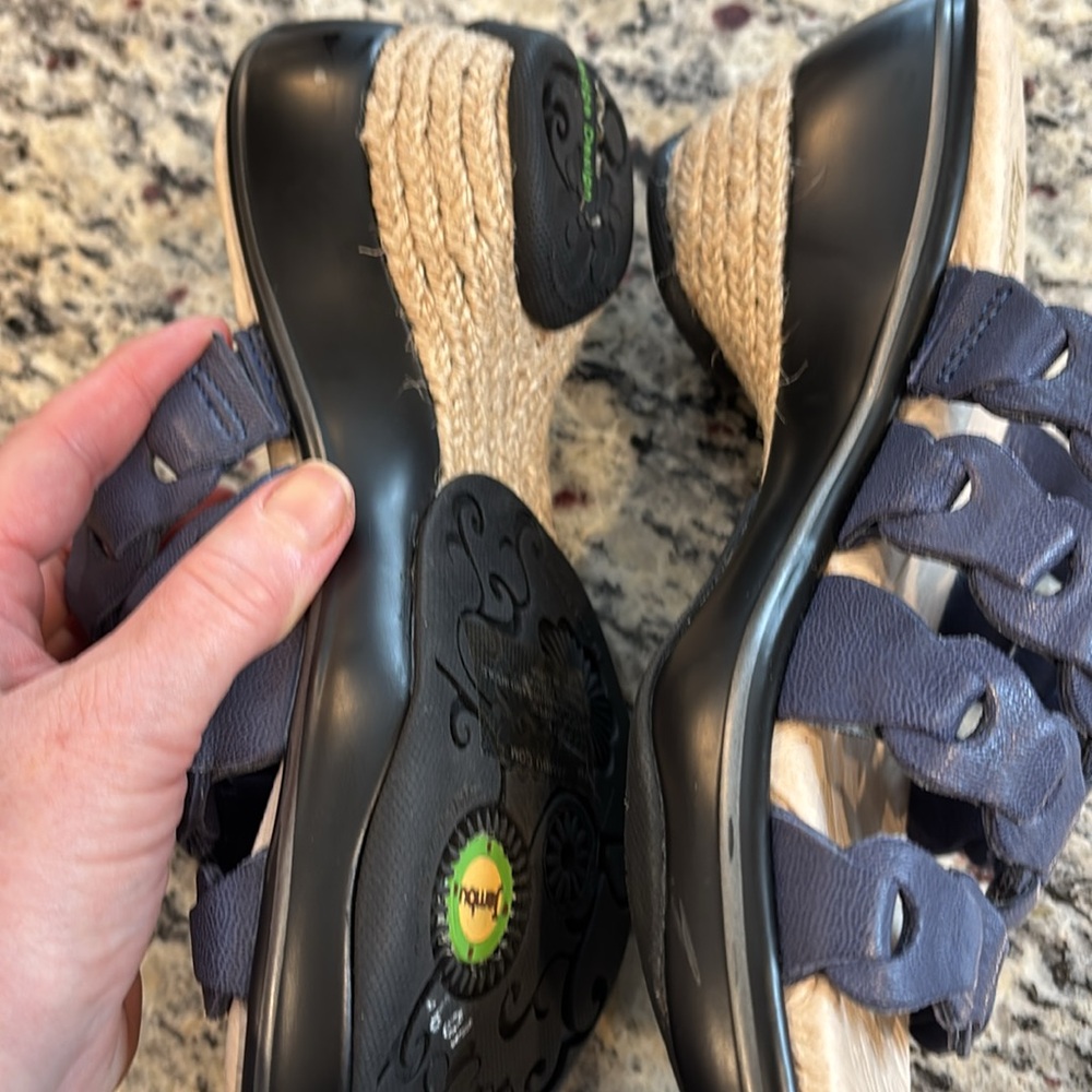 Jambu memory foam leather romance Navy Woven wedge Sandals - Picture 8 of 14
